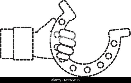 Forma tratteggiata man mano in metallo con design a ferro di cavallo Illustrazione Vettoriale