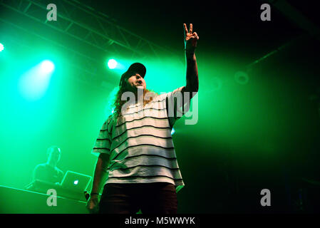 Barcellona - Feb 23: Suicideboys (rap music band) eseguire in concerto presso il Razzmatazz tappa del febbraio 23, 2018 a Barcellona, Spagna. Foto Stock