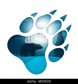 Bear illustrazione. Carta cartone animato paesaggio. Illustrazione Vettoriale