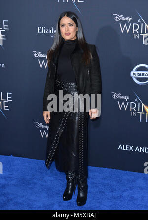 Los Angeles, Stati Uniti d'America. 26 Febbraio, 2018. Salma Hayek al premiere per 'una grinza nel tempo" al El Capitan theater Immagine: Sarah Stewart Credito: Sarah Stewart/Alamy Live News Foto Stock