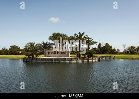 Ingresso a Jekyll Island in Brunswick Georgia Foto Stock