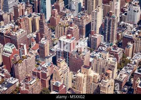 Vintage tonica fotografia aerea di New York City, Stati Uniti d'America. Foto Stock
