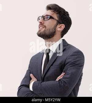 La cova bello ragazzo alzato la sua testa in alto Foto Stock