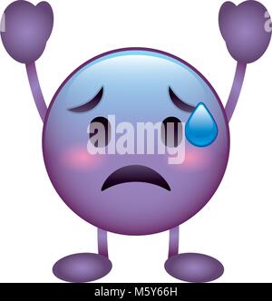 Viola emoticon cartoon faccia carattere depressivo Illustrazione Vettoriale