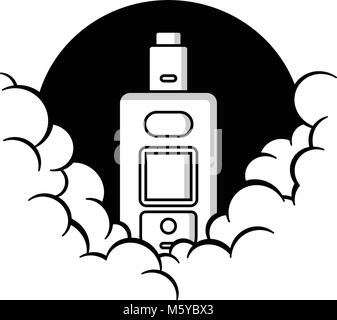 Nuvoloso tema vaporizzatore personali vape e-sigaretta arte vettoriale Illustrazione Vettoriale