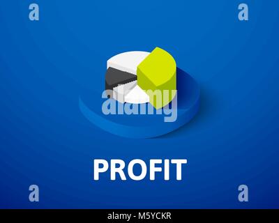 Profitto icona isometrica, isolata su uno sfondo colorato Illustrazione Vettoriale