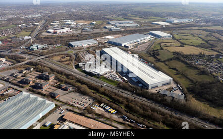 Vista aerea delle unità industriali e fabbriche in Stoke on Trent, Staffordshire, Regno Unito Foto Stock