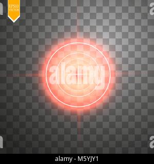 Il neon rosso isolato di destinazione. Interfaccia di gioco l'elemento. Illustrazione Vettoriale Illustrazione Vettoriale