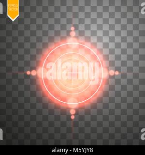 Il neon rosso isolato di destinazione. Interfaccia di gioco l'elemento. Illustrazione Vettoriale Illustrazione Vettoriale