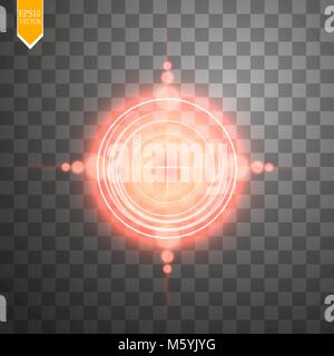 Il neon rosso isolato di destinazione. Interfaccia di gioco l'elemento. Illustrazione Vettoriale Illustrazione Vettoriale