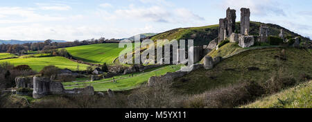 Corfe Castle, Isola di Purbecks, REGNO UNITO Foto Stock