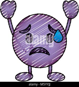 Viola emoticon cartoon faccia carattere depressivo Illustrazione Vettoriale