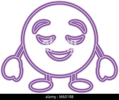 Viola emoticon cartoon volto grinning occhi chiusi carattere Illustrazione Vettoriale