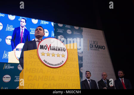 Palermo, Italia. 26 Febbraio, 2018. Italia: Luigi Di Maio, candidato Premier, durante la campagna elettorale, 26 febbraio 2018, Palermo. Credito: Antonio Melita/Pacific Press/Alamy Live News Foto Stock