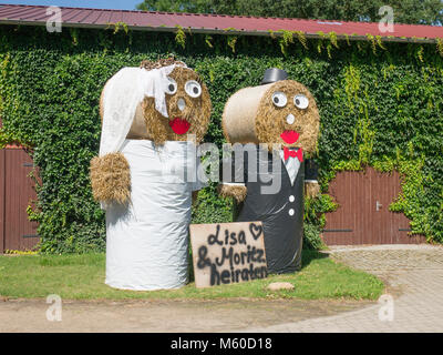 Lo Spaventapasseri matura in una fattoria nel nord della Germania annunciando un matrimonio. Foto Stock