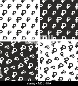 Rublo russo simbolo Seamless Pattern impostato Illustrazione Vettoriale