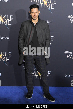 Los Angeles, Stati Uniti d'America. 26 Febbraio, 2018. Attore Jay Hernandez assiste la Premiere mondiale di Disney's" "una grinza nel tempo" al El Capitan theater il 26 febbraio 2018 a Los Angeles, California. Foto di Barry re/Alamy Live News Foto Stock