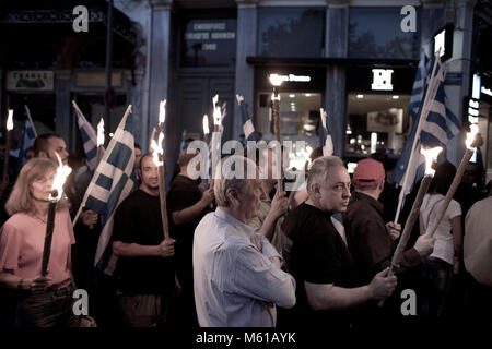 Golden Dawn - 29/05/2013 - Grecia / Atene - Manifestazione organizzata dall'estrema destra partito greco Golden Dawn per commemorare il 560th anniversario della caduta e della cattura di Costantinopoli da parte dei turchi. - Stefania Mizara / Le Pictorium Foto Stock