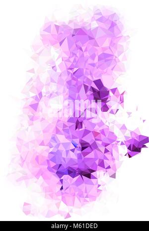 Di colore in astratto forma splash. Triangolati bassa geometrica poli sfondo, viola, porpora e sfumature di lavanda. Isolato su bianco. Per il vostro design. Illustrazione Vettoriale