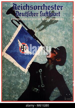 1930 Propaganda nazista Poster - German Airforce Reichs Orchestra Poster da Jupp Wiertz. Germania REICHSORCHESTER DEUTCHER LUFTSPORT Foto Stock