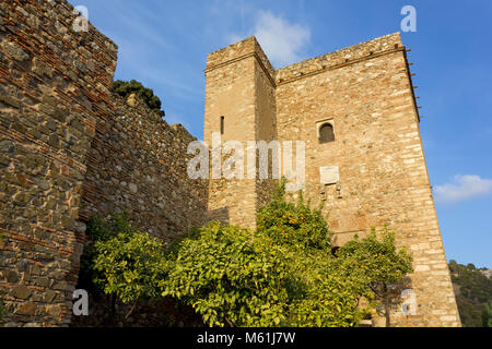 Vista della Alcazaba fortezza in Malaga, Spagna Foto Stock