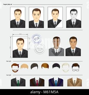 Impostazione del modello volto, Business Suit, abbigliamento, acconciature. Illustrazione Vettoriale Illustrazione Vettoriale