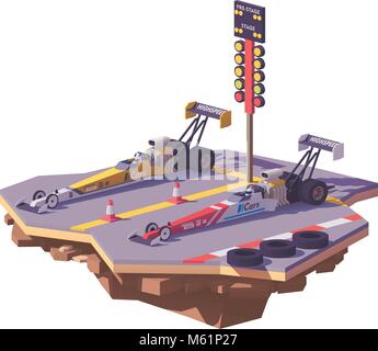 Vettore low poly top fuel drag race Illustrazione Vettoriale