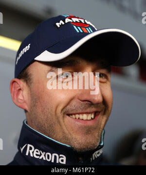 Williams Robert Kubica durante la due giorni di test pre-stagione sul circuito de Barcelona-Catalunya, Barcellona Foto Stock