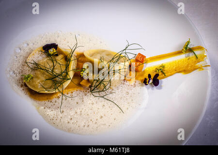 Piatto gourmet in Hotel Schiff a Hittisau, Austria Foto Stock