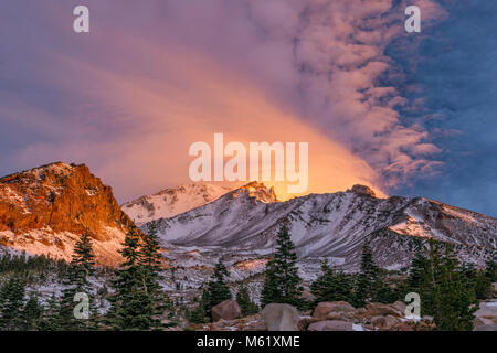 Sunrise, Panther Prato, Mount Shasta, Shasta-Trinity National Forest, California Foto Stock