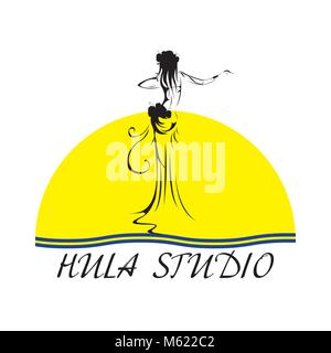 Hawaii vector logo design modello. Bellissima Hula studio icona. Illustrazione Vettoriale