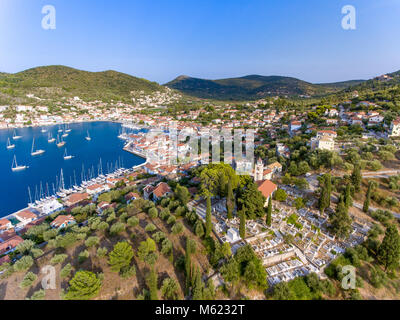 Vathi Ithaca Grecia uccelli vista aerea (Itaca o Itaca) Foto Stock