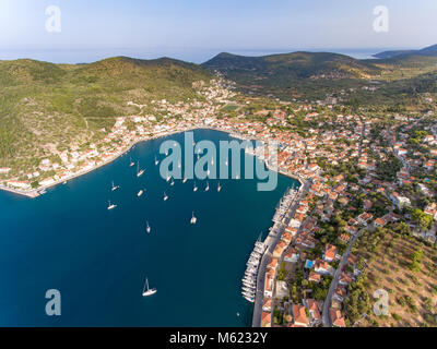 Vathi Ithaca Grecia uccelli vista aerea (Itaca o Itaca) Foto Stock