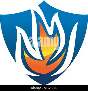 Protezione antincendio Logo Design Template Vector Illustrazione Vettoriale