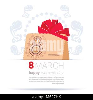 Decorate con busta 8 marzo segno felici donne giorno modello creativo di sfondo Greeting Card Design Illustrazione Vettoriale