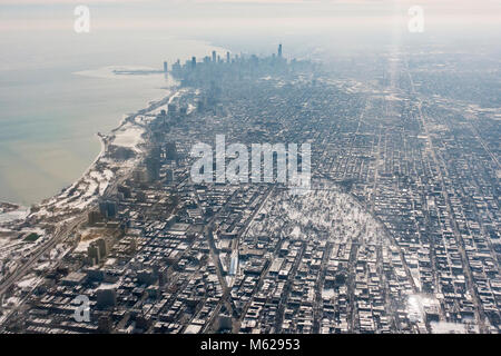 Downtown Chicago da aria (Chicago) areale - Illinois USA Foto Stock