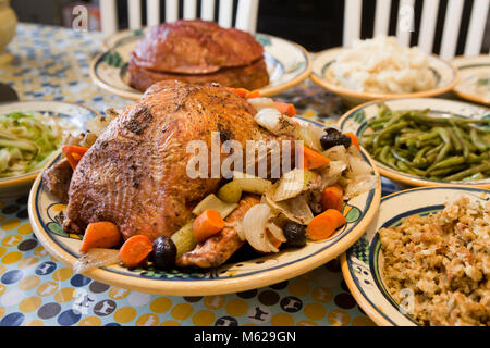 Ringraziamento Turchia la cena messa in tavola - USA Foto Stock