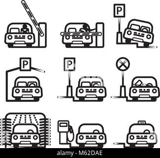 Autovettura in vari luoghi Illustrazione Vettoriale