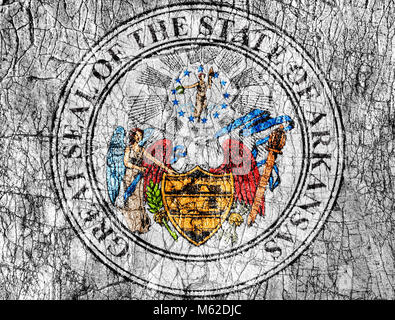 Grudge pietra dipinta di stato USA Arkansas bandiera di tenuta Foto Stock