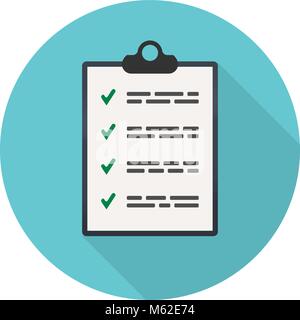 Elenco di controllo simbolo. Icona del piatto. Semplice illustrazione vettoriale Illustrazione Vettoriale