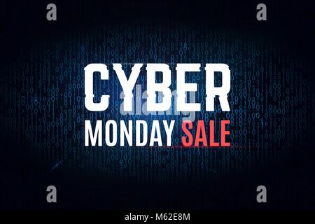 Cyber lunedì sfondo binario. Vendita annuale di illustrazione Illustrazione Vettoriale