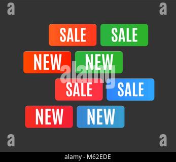 Vendita tag. Nuovo marchio. Set di etichette Illustrazione Vettoriale