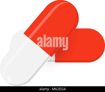 Pillole di medici. Una semplice clip-art illustrazione isolato su sfondo Illustrazione Vettoriale