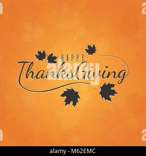 Felice giorno del Ringraziamento saluto tipografia illustrazione. La calligrafia del testo. Sfondo Aurumn Illustrazione Vettoriale