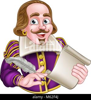 William Shakespeare Cartoon Illustrazione Vettoriale