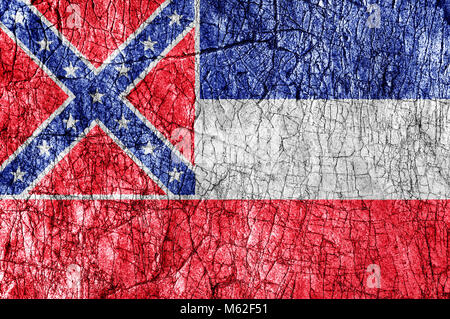 Grudge pietra dipinta di stato USA bandiera Mississippi Foto Stock