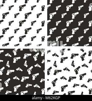 Pistola o la pistola Seamless Pattern impostato Illustrazione Vettoriale