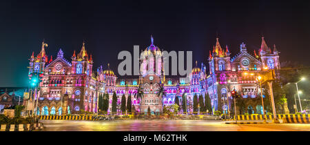 Chhatrapati Shivaji Maharaj Terminus, un sito patrimonio mondiale dell'UNESCO in Mumbai, India Foto Stock