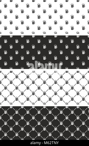 Boccale di birra Seamless Pattern impostato Illustrazione Vettoriale