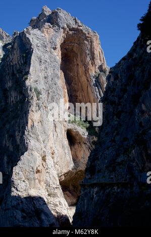 Le vertiginose Caminito del Rey passerella di montagna nella provincia di Malaga, Spagna Foto Stock